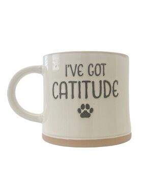 Spectrum Designz ‘I’ve Got Catitude’ Ceramic Coffee Tea Mug Pink NEW